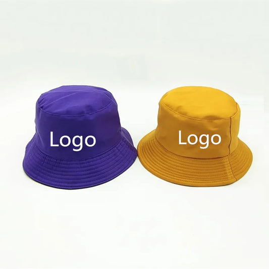 Custom Logo Fishing Bucket Hat – Unisex Reversible Cotton Sun Hat for Outdoor Use