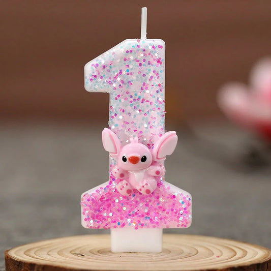 Disney Lilo & Stitch Digital Birthday Candle – Kawaii Stitch & Angel Party Decoration for Kids