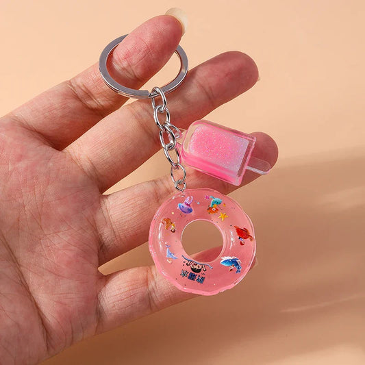 Fashion Candy Color Swim Ring & Popsicle Keychain – Fun Resin Summer Keyrings for Women & Men