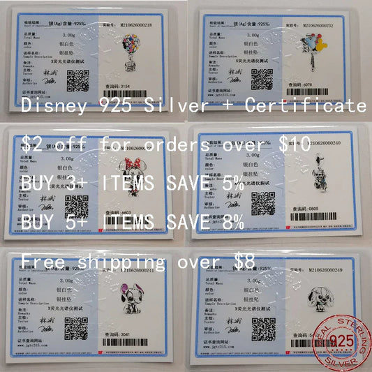 Disney 925 Sterling Silver Beads – Mickey, Stitch, Princess, Cinderella Charms for DIY Bracelets