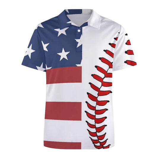Fashion USA Flag Polo Shirt – Men’s 3D Print Short Sleeve Summer Lapel T-Shirt