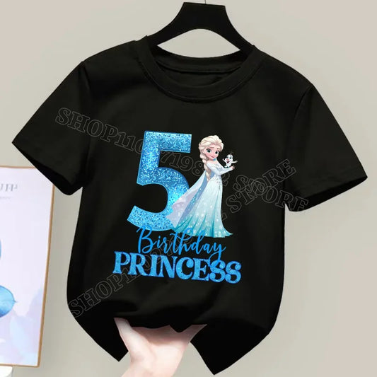 Frozen Elsa Birthday T-Shirt – Cute Cotton Tee for Girls Ages 1–9