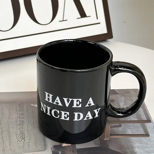 【Funny Middle Finger Design】Ceramic Coffee Mug – “Have a Nice Day” Creative Cup for Home & Office