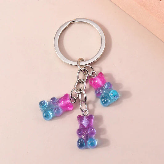 Cute 3D Dazzling Bear Keychain – Sparkling Animal Pendant for Car Keys & Handbags