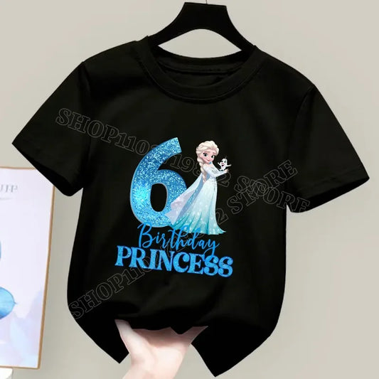 Frozen Elsa Birthday T-Shirt – Cute Cotton Tee for Girls Ages 1–9