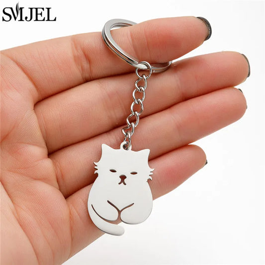 Cartoon Kitten Keychain – Cute Happy Cat Pendant for Bags, Keys & DIY Gifts