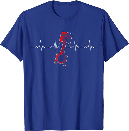 Mechanic Piston Heartbeat T-Shirt – Custom Car Lover Tee for Drag Racers & Gearheads