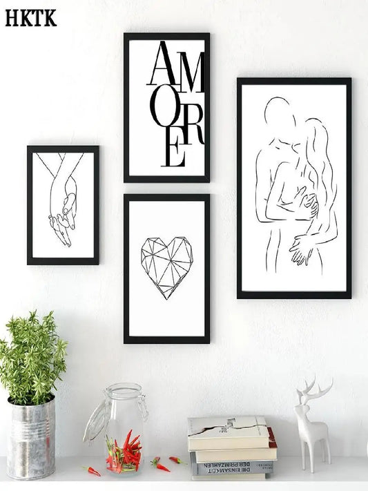 Scandinavian Style Canvas Poster – Nordic Simple Love Art Painting